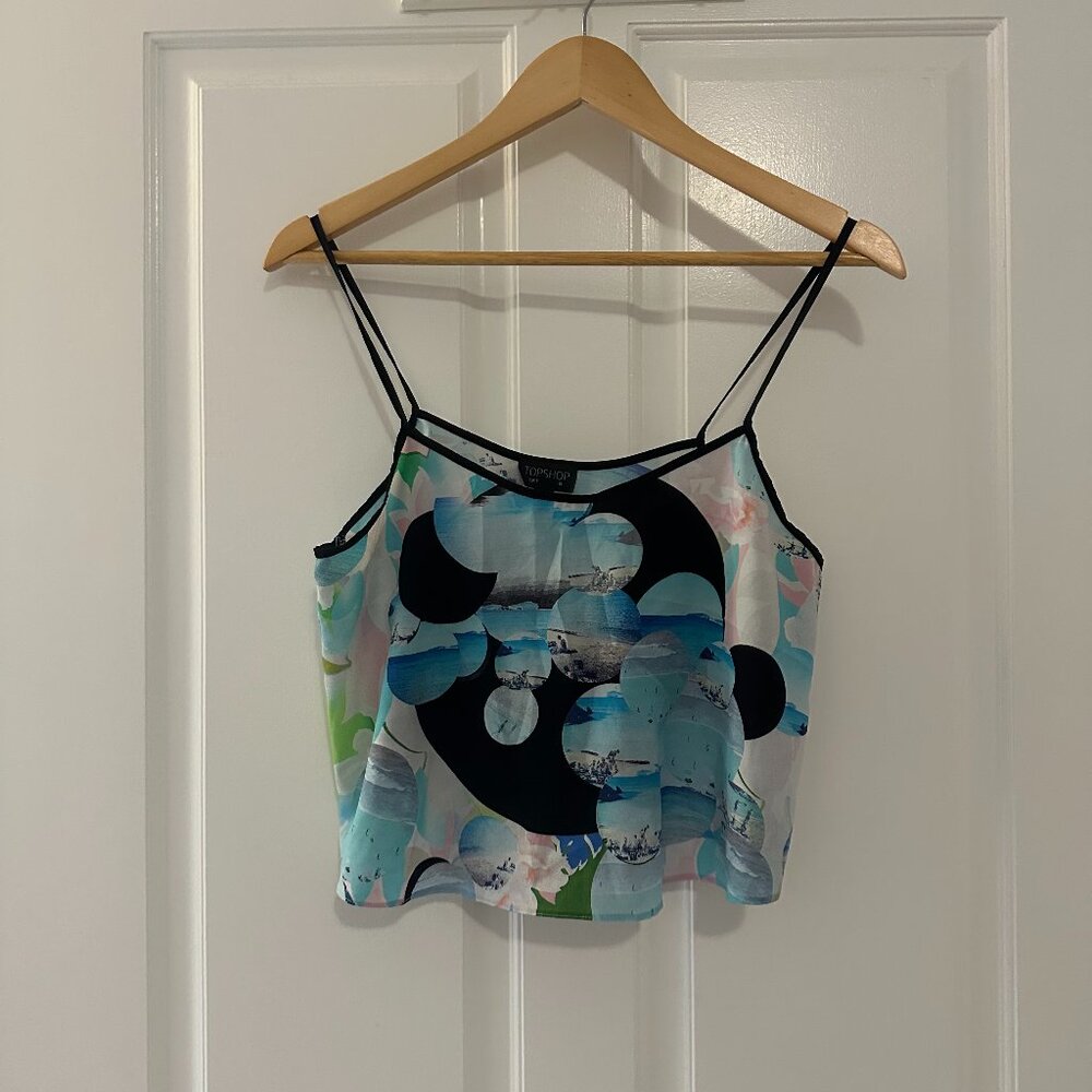 Topshop Cropped Tank Top, Blue, M